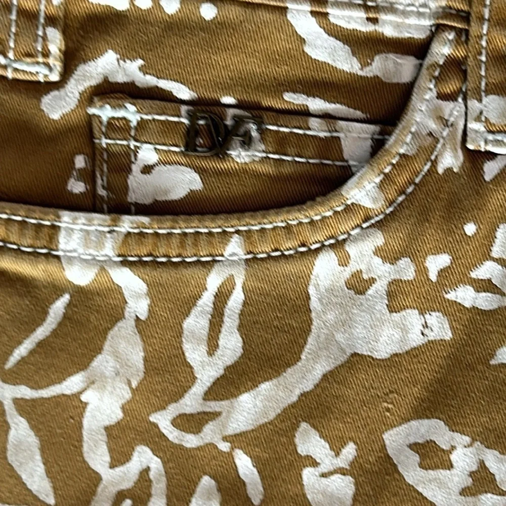 DVF X CURRENT/ELLIOT the classic skinny gold floral leaf pattern jeans size 27